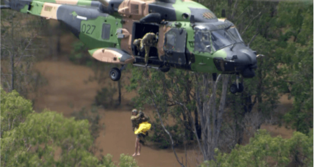 Incredible moment ADF saves three people from NSW floods in helicopter filmed